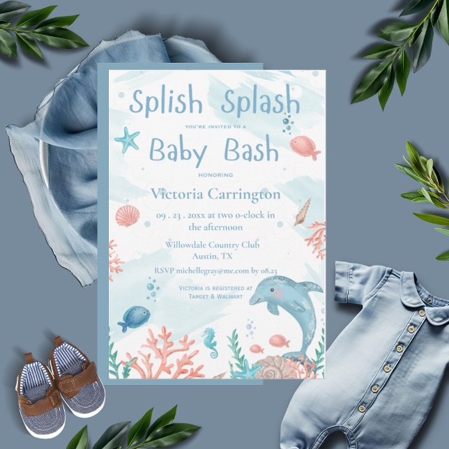 Splish Splash Baby Bash Ocean Fish Baby Shower Invitation (Creator Uploaded)