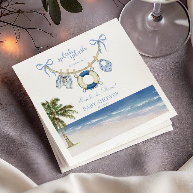 Splish Splash Baby Boy Beach Baby Shower Napkin (Creator Uploaded)