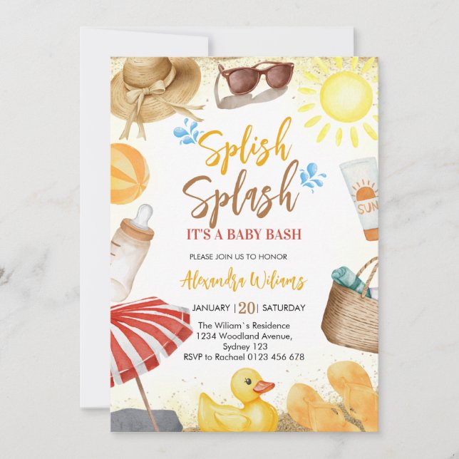  Splish Splash Baby Shower Invitation (Front)