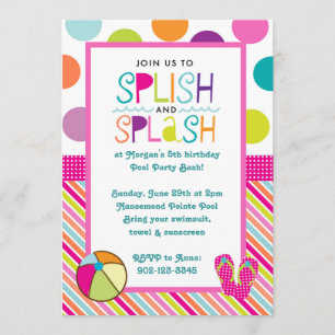 Splish Splash Bash (Pink) Invitation