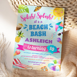 Splish Splash Beach Birthday Party Invitation
