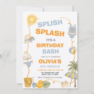 Splish Splash Birthday Bash Summer Party Invitation