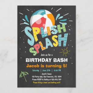 Splish Splash birthday invitation Pool party