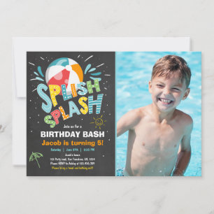 Splish Splash birthday invitation Pool party