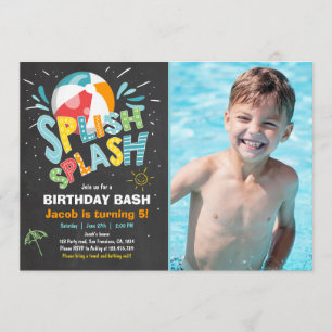 Splish Splash birthday invitation Pool party