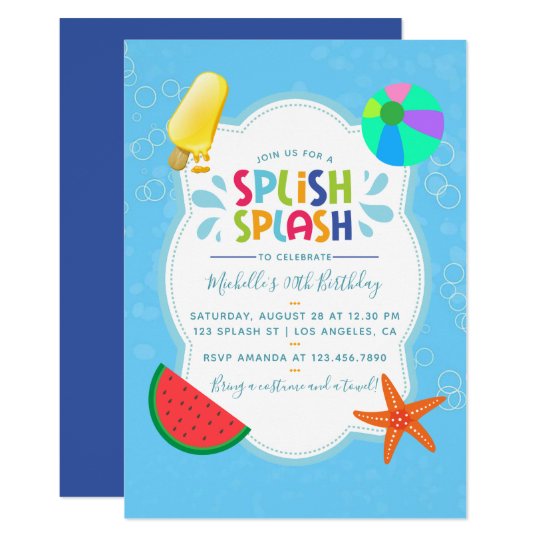 Splish Splash Birthday Party Invitation | Zazzle.ca