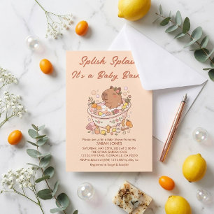 Splish Splash Capybara Baby Girl Shower  Invitation