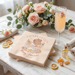 Splish Splash Capybara Baby Girl Shower Napkin