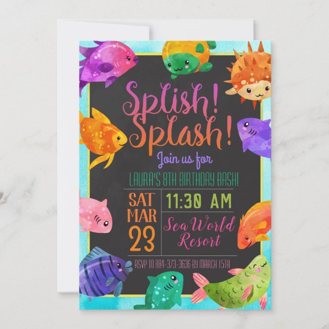 Splish Splash Fish Birthday Bash Invitation (Front)