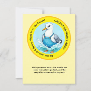 Splish Splash fun Seagull summer Hawaii greetings Postcard