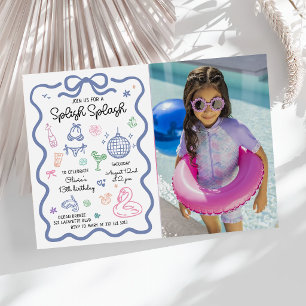 Splish Splash Hand Drawn Summer Fun Birthday Photo Invitation