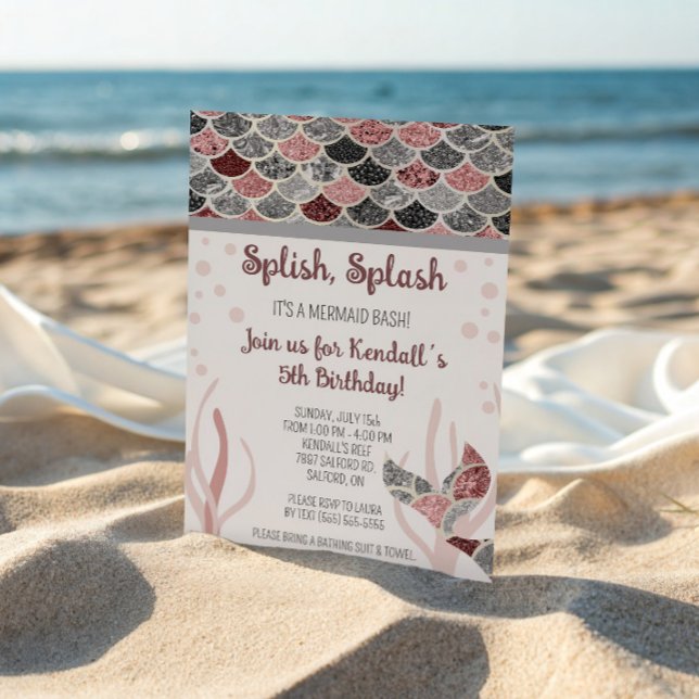 Splish, Splash, it's a Mermaid Bash Birthday Party Invitation (Creator Uploaded)