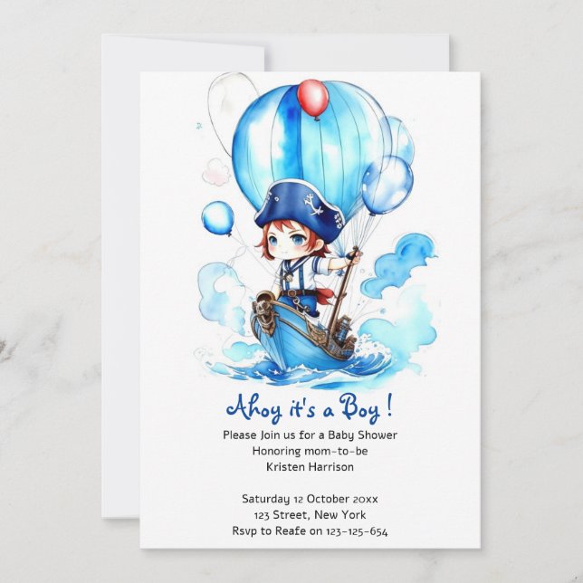 Splish Splash Joy: Nautical Theme Boy Baby Shower Invitation (Front)