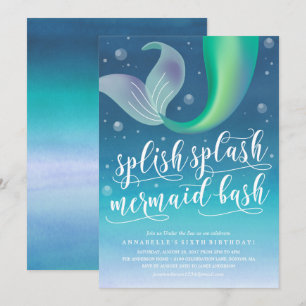 Splish Splash Mermaid Bash Birthday Invitation