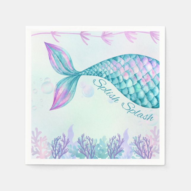 Splish Splash Mermaid Bash Cocktail Napkin (Front)