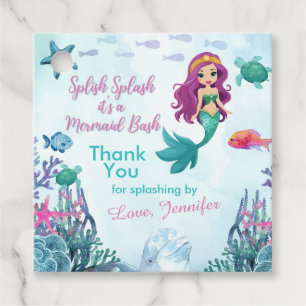 Splish Splash Mermaid Bash Purple Thank You Favour Tags