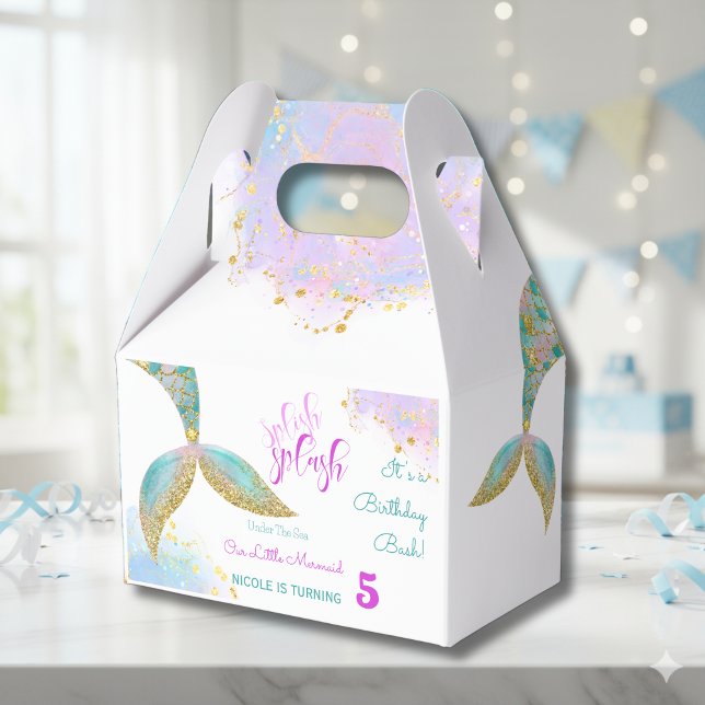 Splish splash mermaid birthday bash favor box (Creator Uploaded)