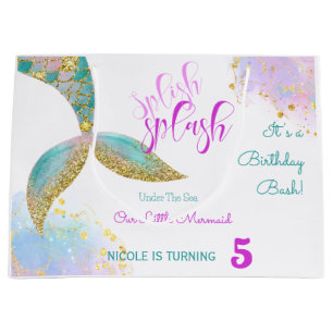 Splish splash mermaid birthday bash large gift bag