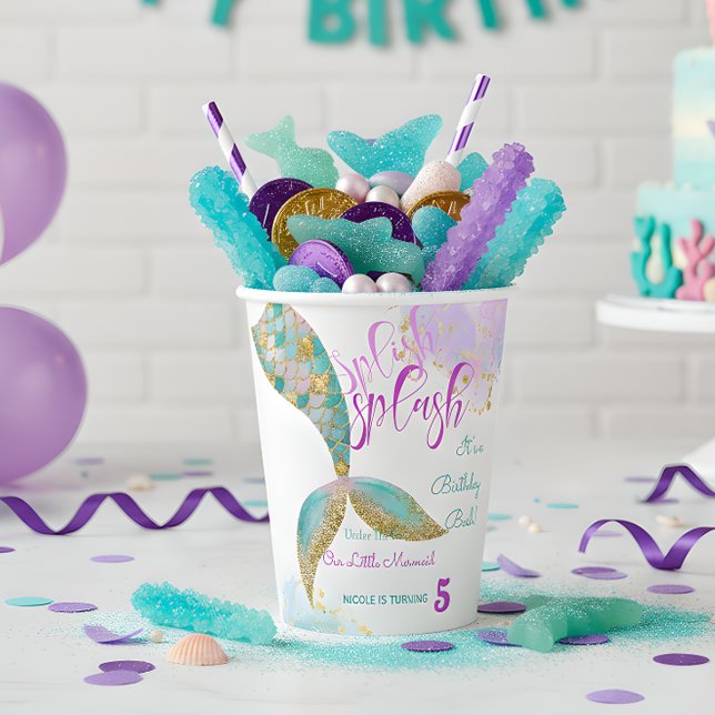 Splish splash mermaid birthday bash paper cups (Creator Uploaded)