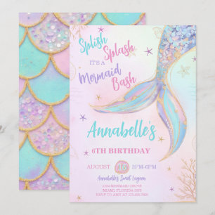Splish Splash Mermaid Birthday Invitation