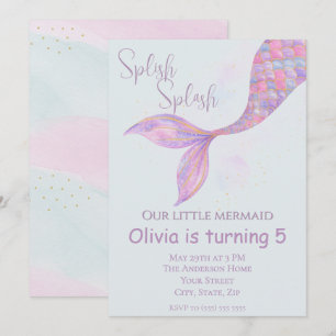 Splish Splash Mermaid Birthday Invitation