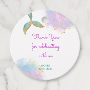 Splish splash mermaid birthday thank you favour tags