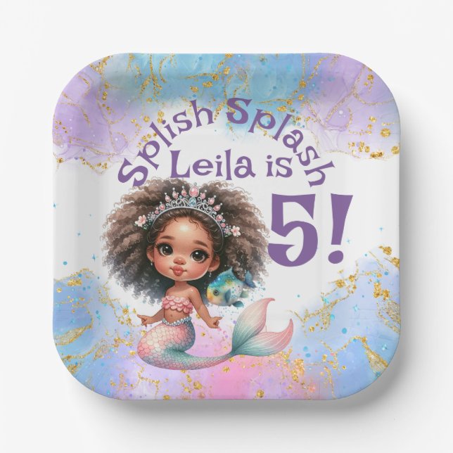 Splish Splash Mermaid Party Paper Plates (Front)