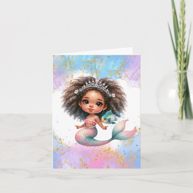 Splish Splash Mermaid Party Plain  Card (Front)