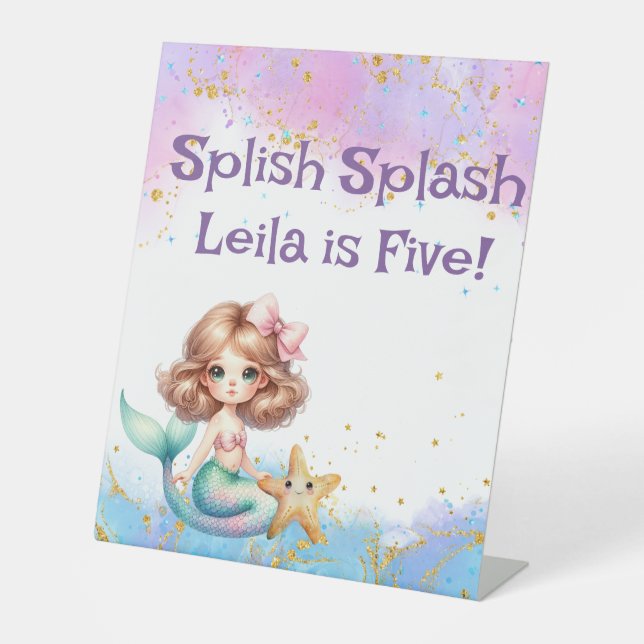 Splish Splash Mermaid Party Sign (Front)