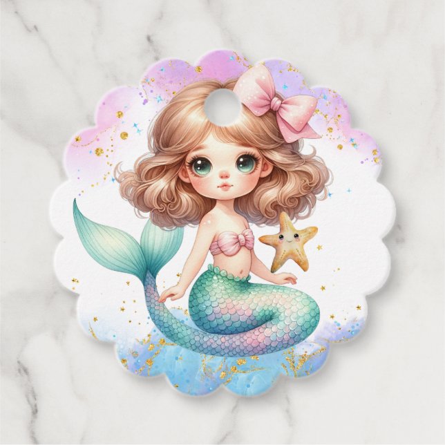 Splish Splash Mermaid Plain  Favour Tags (Front)