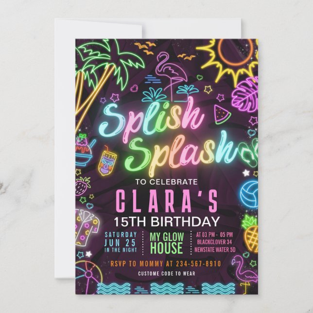 Splish Splash Party 15e partie Invitation modifiab (Devant)