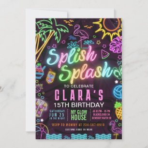 Splish Splash Party 15th Party Editable Invitation