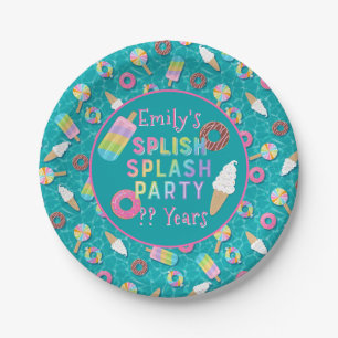 Splish Splash Party l Pool Birthday l Desserts Paper Plate