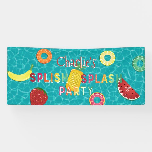 Splish Splash Party l Pool Birthday l Summer Fruit Banner (Horizontal)