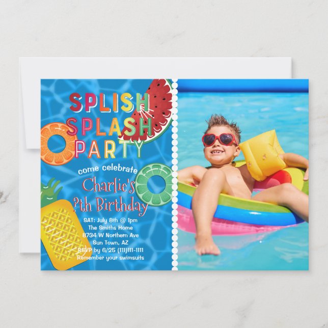 Splish Splash Party l Pool Birthday l Summer Fruit Invitation (Front)