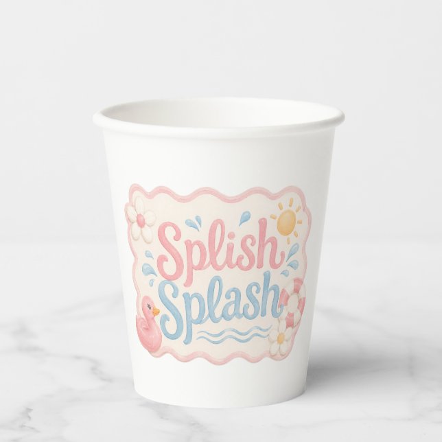 Splish Splash Pink Duck Pool Party Cups | Summer (Front)
