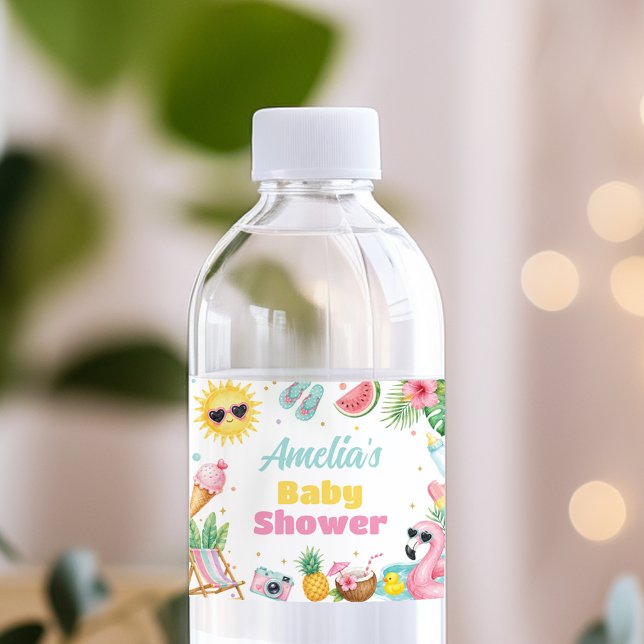 Splish Splash Pool Baby Shower Water Bottle Label (Creator Uploaded)