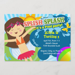 Splish Splash pool fête anniversaire invitation