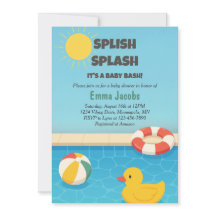 Splish Splash Pool Party Baby Shower Invitation