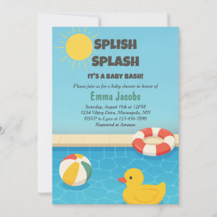 Splish Splash Pool Party Baby Shower Invitation