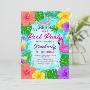 Splish Splash Pool Party Birthday Invitation