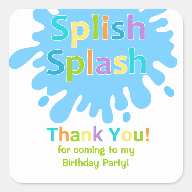 Splish Splash Pool Party Boy Birthday Sticker (Front)