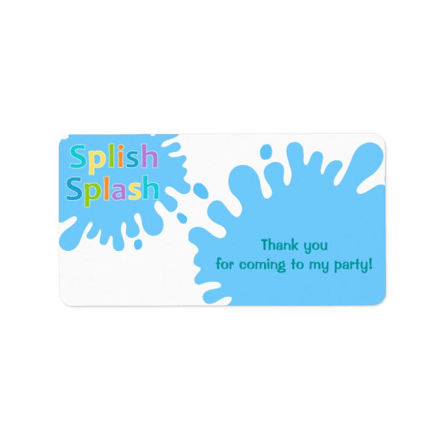 Splish Splash Pool Party Boy Favour Tag Label (Front)