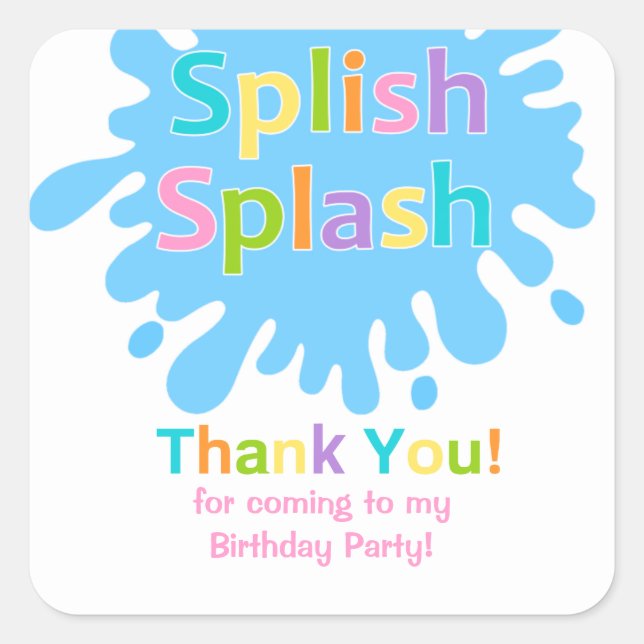 Splish Splash Pool Party Girl Anniversaire Sticker (Devant)