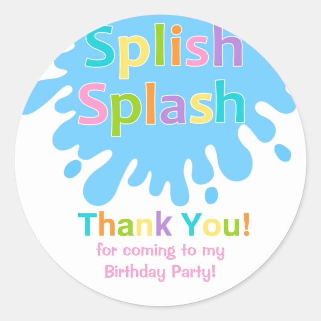 Splish Splash Pool Party Girl Anniversaire Sticker (Devant)