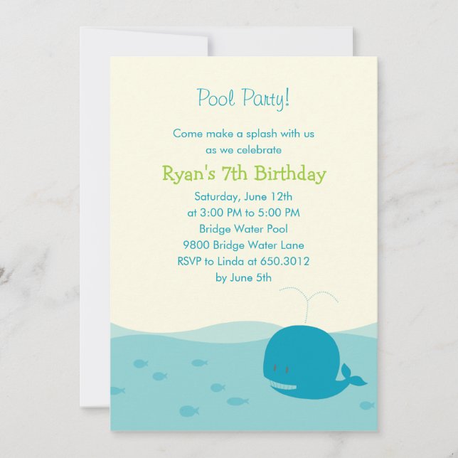 Splish Splash Pool Party or Beach Party Invitation (Front)