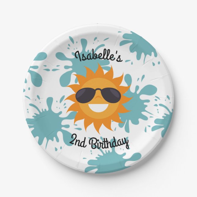 Splish Splash Pool Party Personalized Plates (Front)