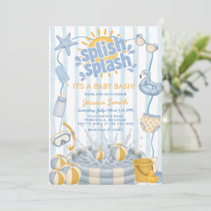 Splish Splash Pool Summer Blue Baby Shower Invitation