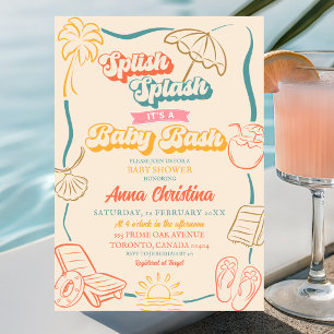 Splish Splash Retro Baby Bash Baby Shower Invitation
