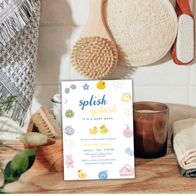 Splish Splash Rubber Duck Bath Baby Shower   Invitation (Splish Splash Rubber Duck Bath Baby Shower Invitation)